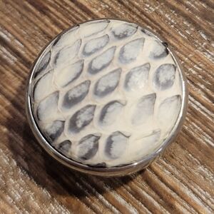 Ginger Snaps - Silver and Cream Snakeskin Patterned Jewelry Button